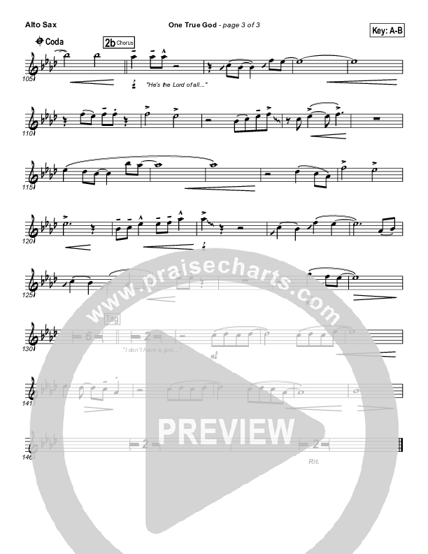 One True God Alto Sax (Mark Harris)