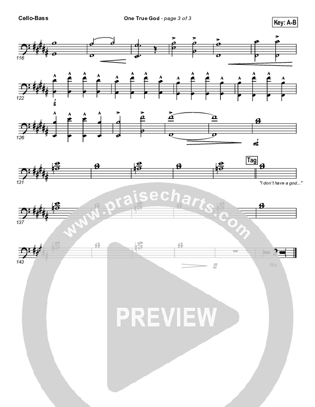 One True God Cello/Bass (Mark Harris)