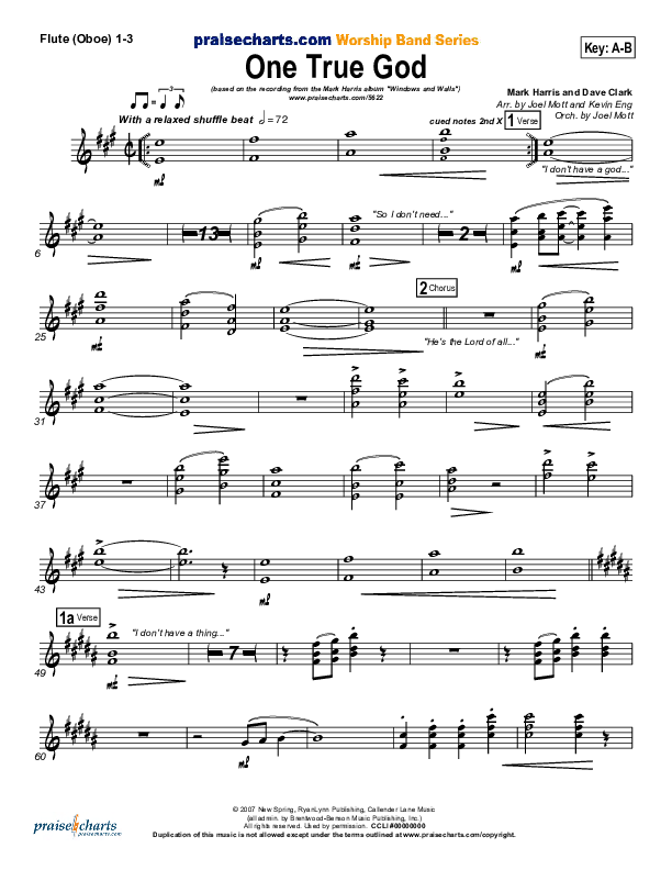 One True God Flute/Oboe 1/2/3 (Mark Harris)