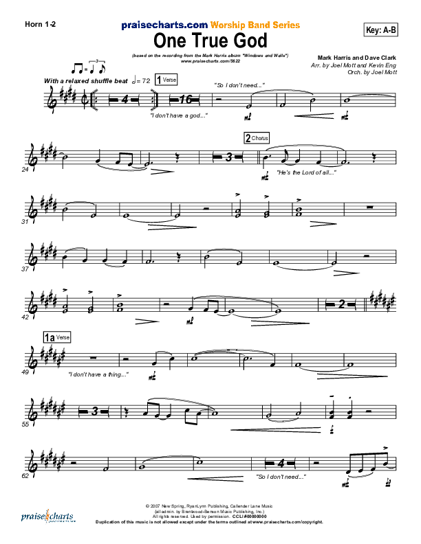 One True God French Horn 1/2 (Mark Harris)