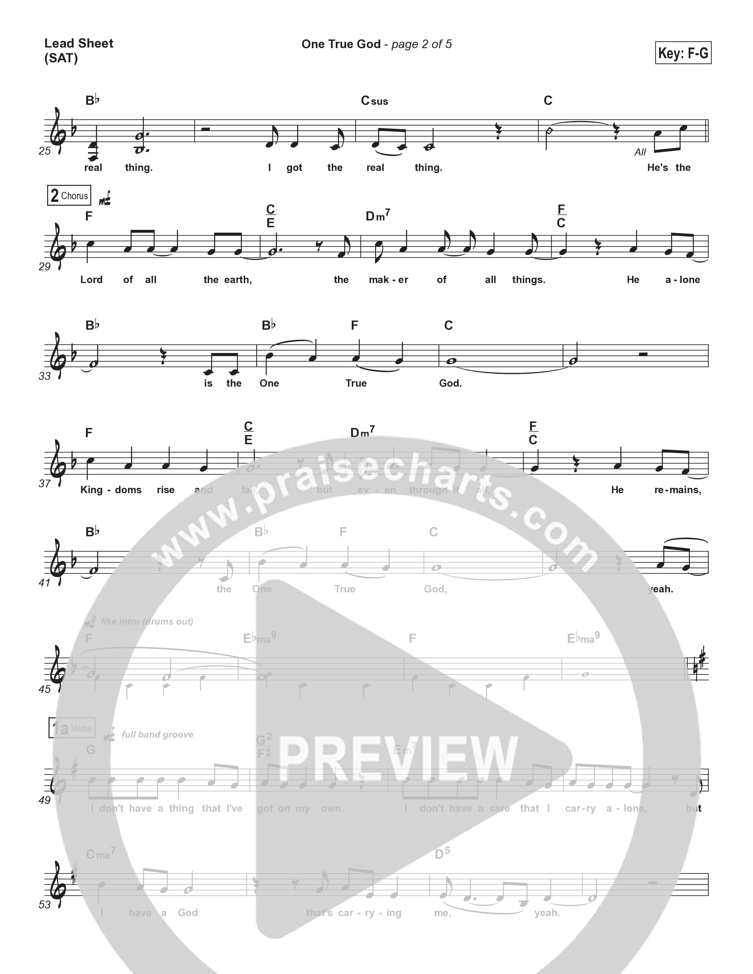 One True God Lead Sheet (SAT) (Mark Harris)