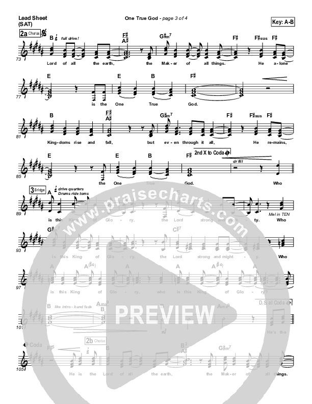 One True God Lead Sheet (Mark Harris)