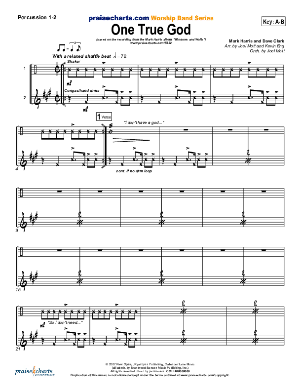 One True God Percussion 1/2 (Mark Harris)