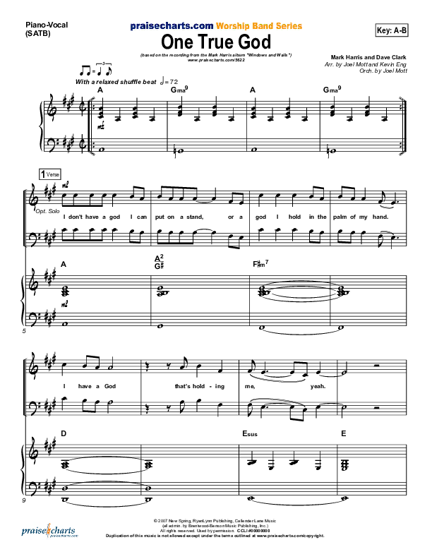 One True God Lead & Piano (Mark Harris)