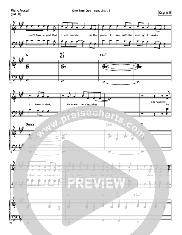 One True God Lead & Piano (Mark Harris)