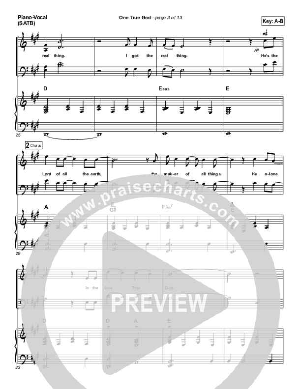 One True God Lead & Piano (Mark Harris)