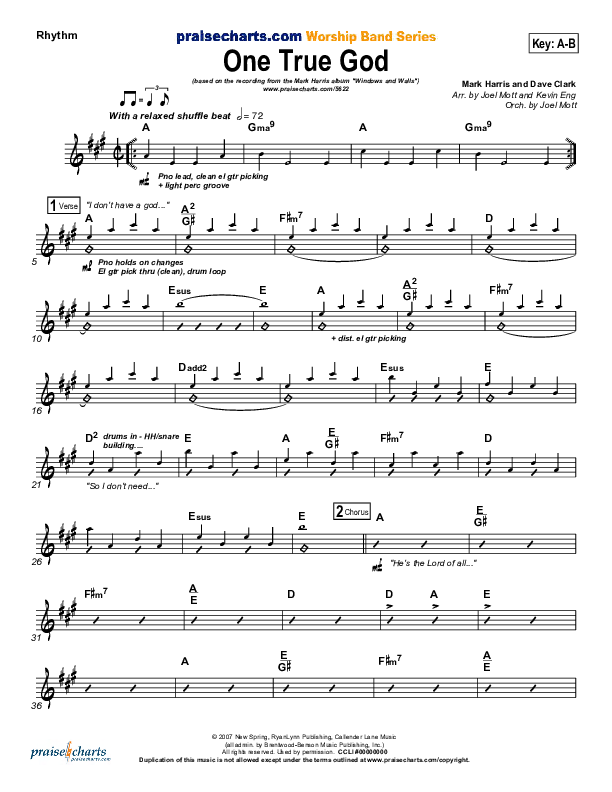 One True God Rhythm Chart (Mark Harris)