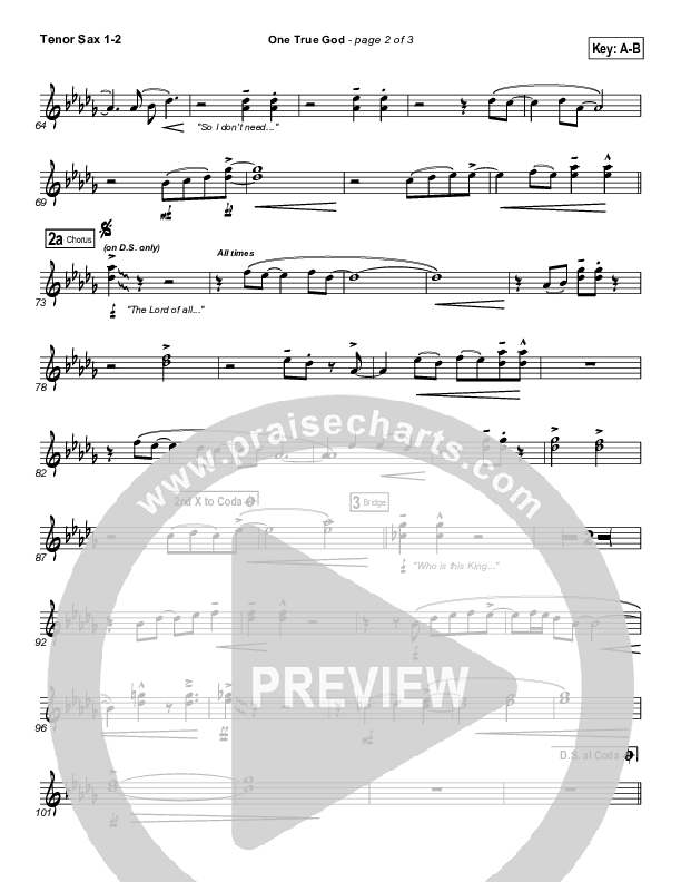 One True God Tenor Sax 1/2 (Mark Harris)