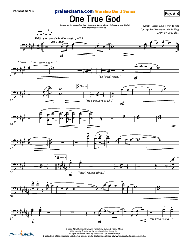 One True God Trombone 1/2 (Mark Harris)