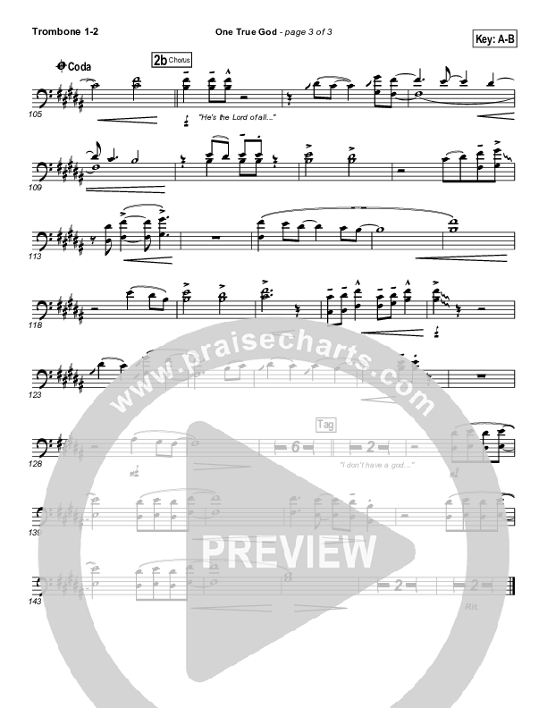 One True God Trombone 1/2 (Mark Harris)