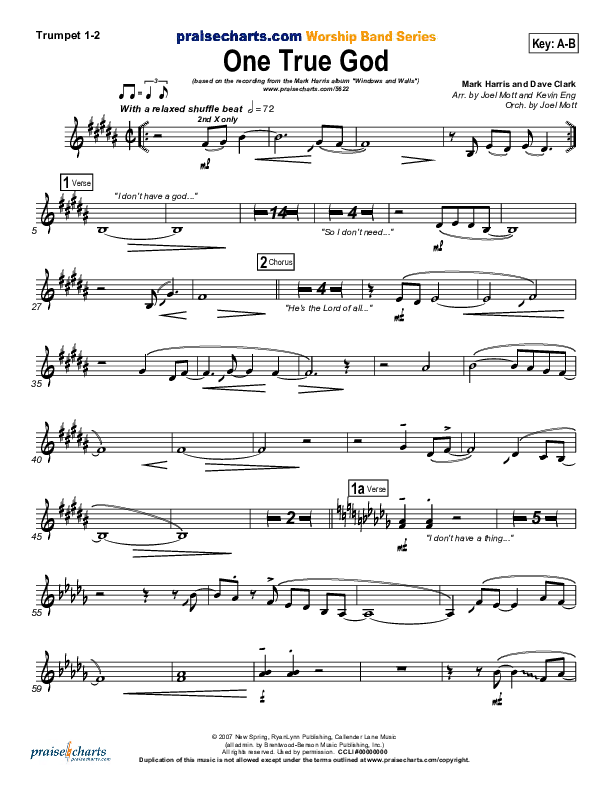 One True God Trumpet 1,2 (Mark Harris)