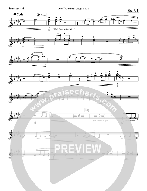 One True God Trumpet 1,2 (Mark Harris)