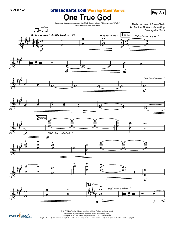 One True God Violin 1/2 (Mark Harris)