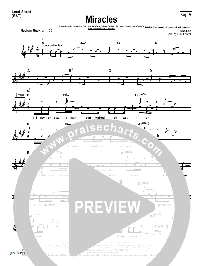 Miracles Sheet Music Newsong Praisecharts miracles sheet music newsong