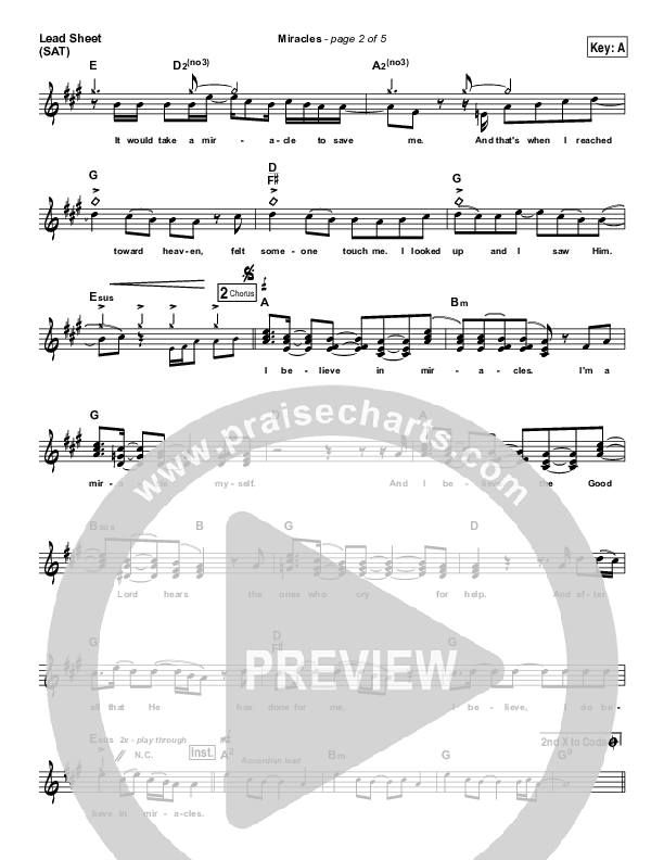 Miracles Lead Sheet (Newsong)