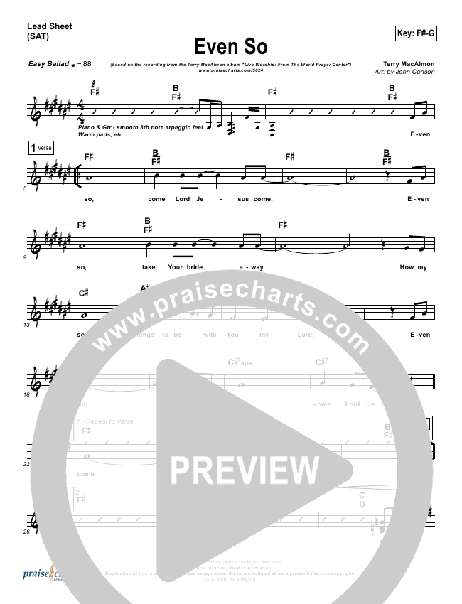 Even So Sheet Music PDF Terry MacAlmon PraiseCharts