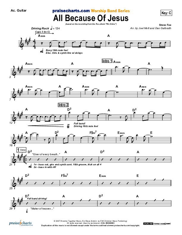 All Because Of Jesus Acoustic Guitar (FEE Band)