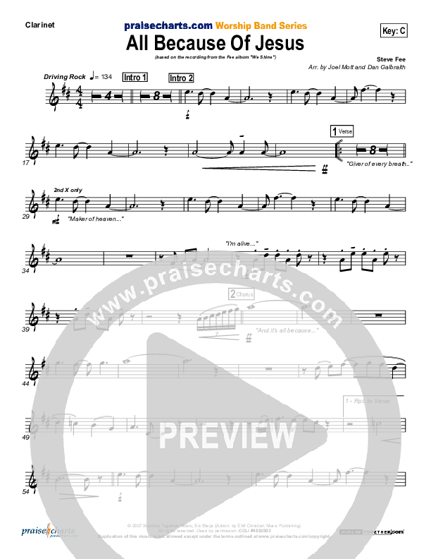 All Because Of Jesus Wind Pack (FEE Band)