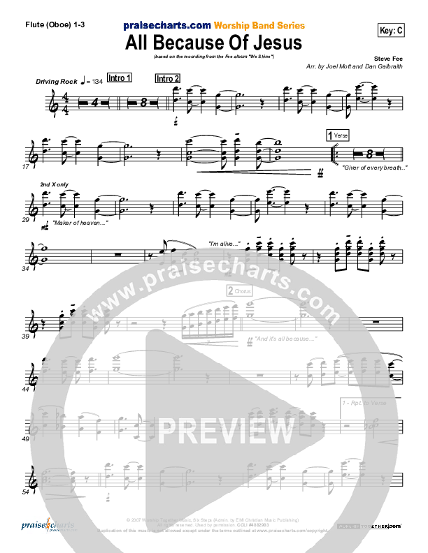 All Because Of Jesus Flute/Oboe 1/2/3 (FEE Band)