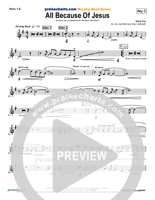 All Because Of Jesus French Horn 1/2 (FEE Band)