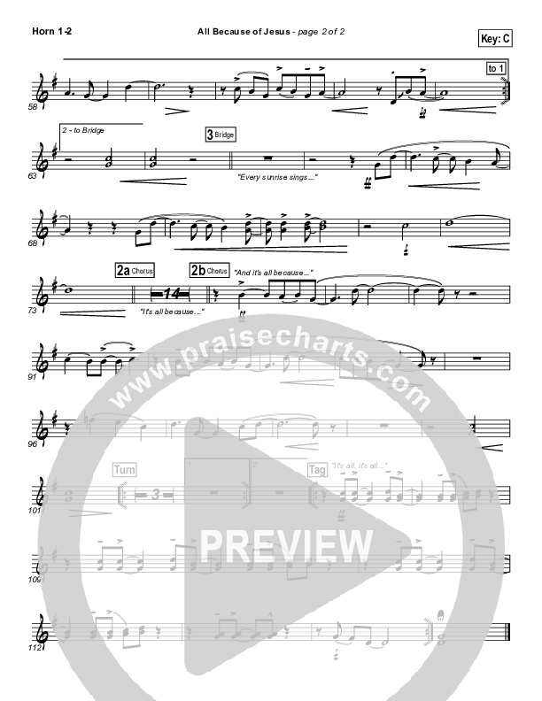 All Because Of Jesus French Horn 1/2 (FEE Band)