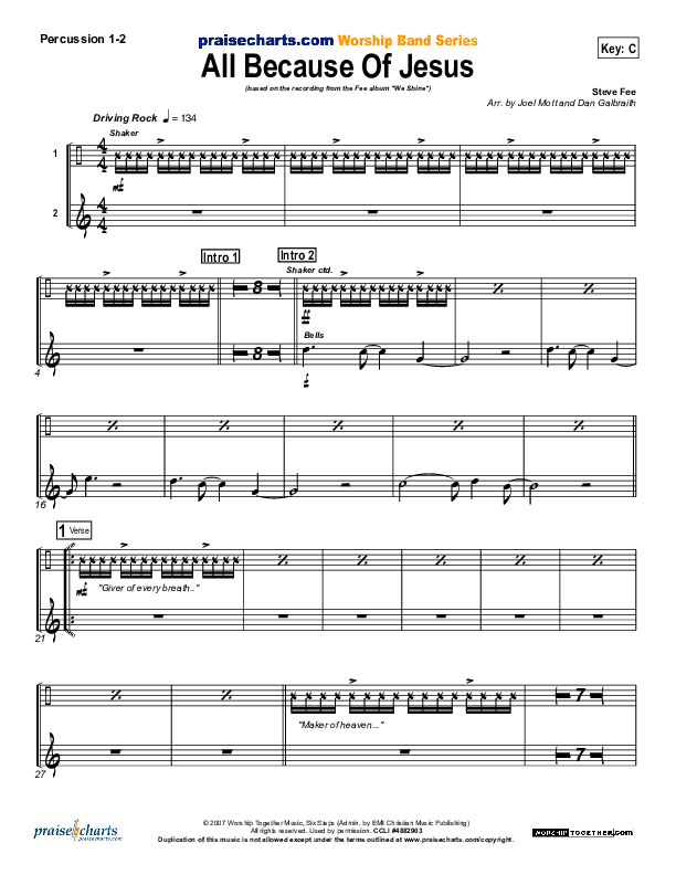 All Because Of Jesus Percussion 1/2 (FEE Band)