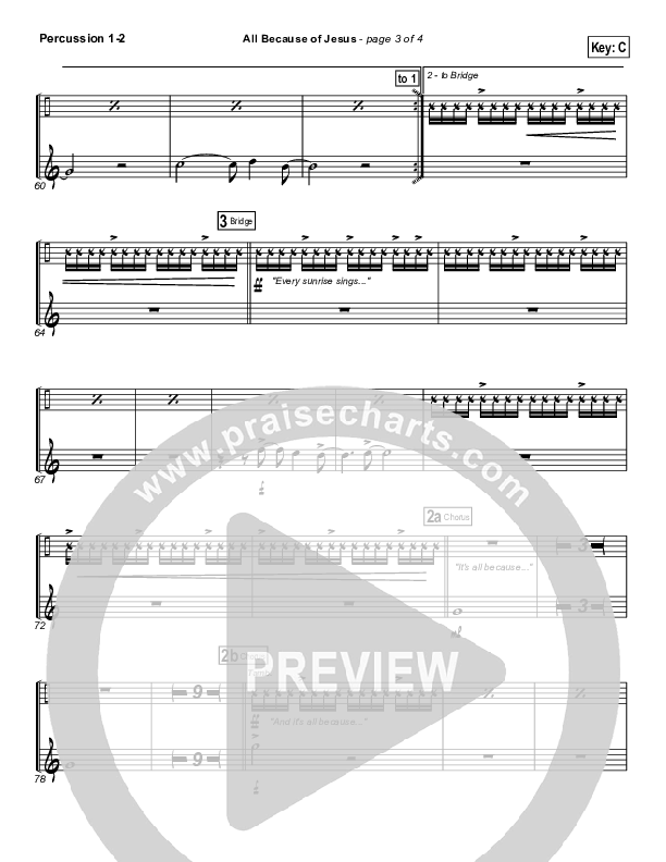 All Because Of Jesus Percussion 1/2 (FEE Band)