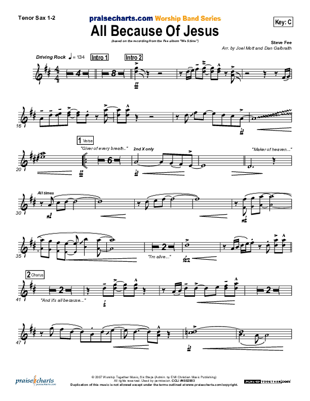 All Because Of Jesus Tenor Sax 1/2 (FEE Band)