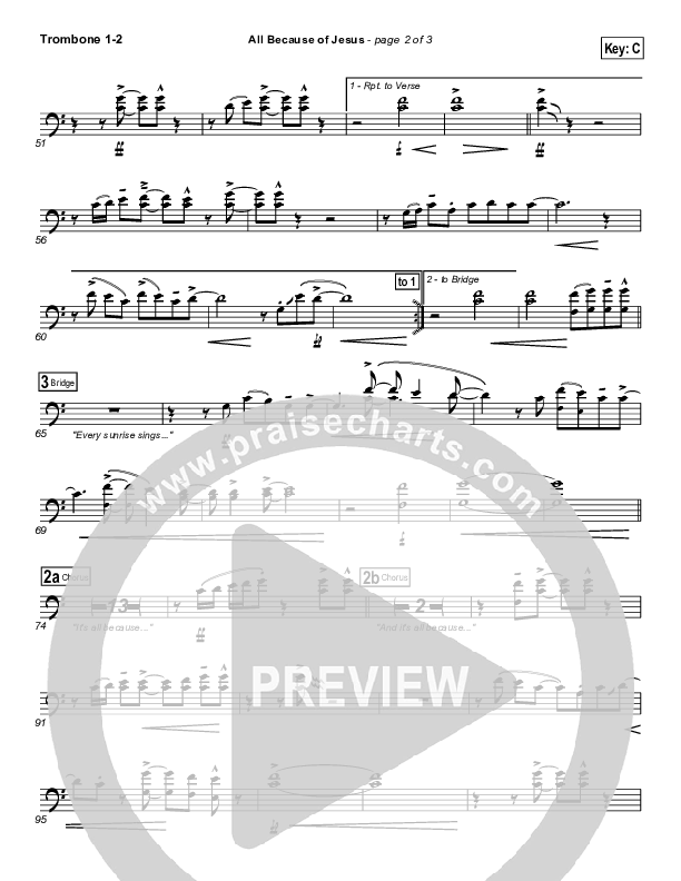 All Because Of Jesus Trombone 1/2 (FEE Band)