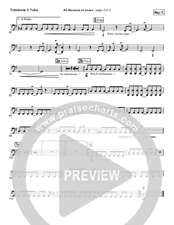 All Because Of Jesus Trombone 3/Tuba (FEE Band)