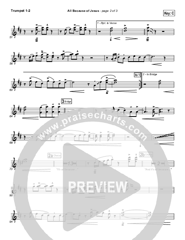 All Because Of Jesus Trumpet 1,2 (FEE Band)