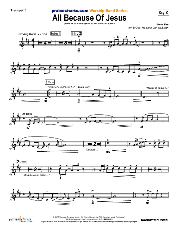 All Because Of Jesus Trumpet 3 (FEE Band)