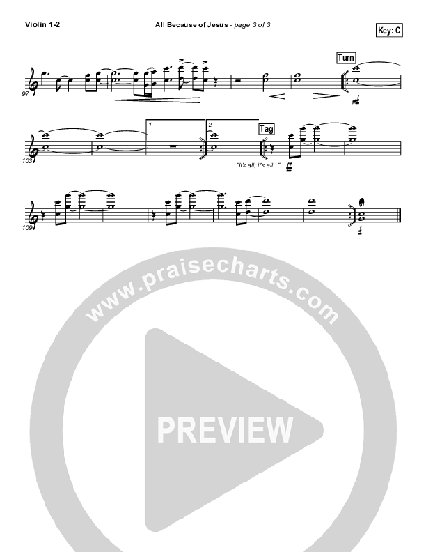 All Because Of Jesus Violin 1/2 (FEE Band)