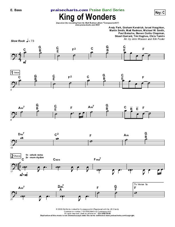 King Of Wonders Bass Guitar (Matt Redman)