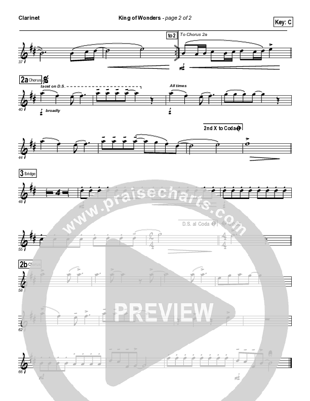 King Of Wonders Clarinet (Matt Redman)