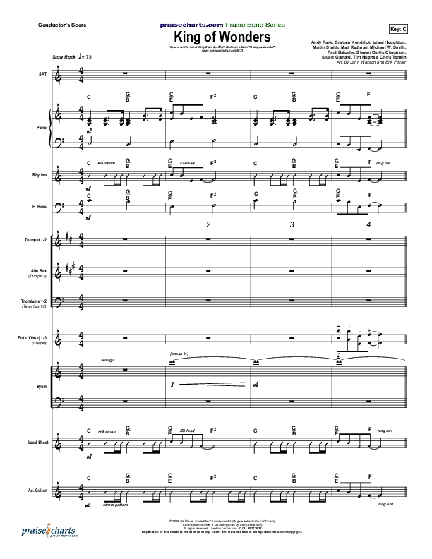 King Of Wonders Conductor's Score (Matt Redman)