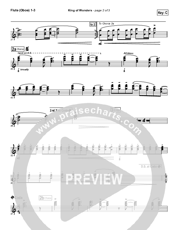 King Of Wonders Flute/Oboe 1/2/3 (Matt Redman)