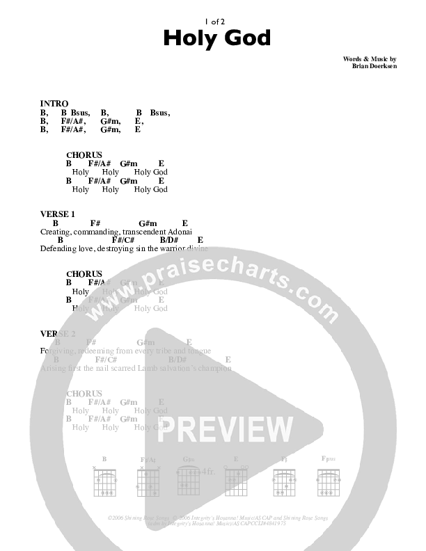 Holy God Chords & Lyrics (Brian Doerksen)