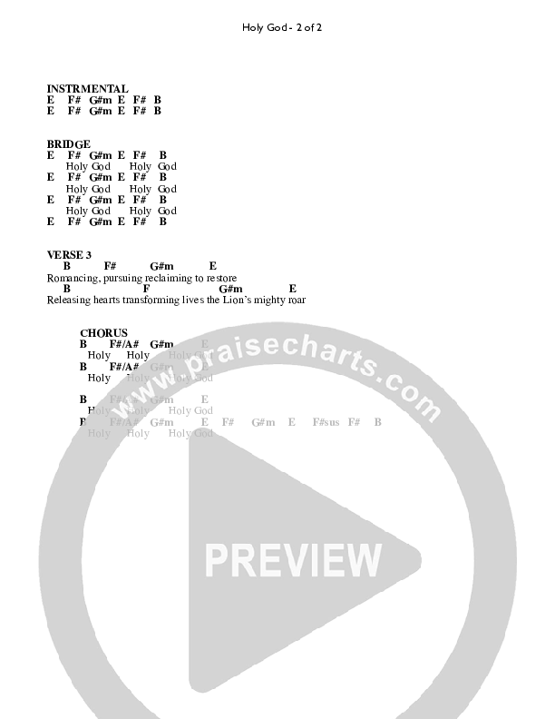 Holy God Chords & Lyrics (Brian Doerksen)