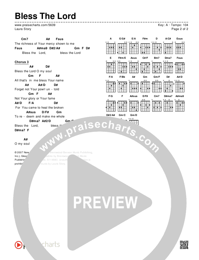 Bless The Lord Chords & Lyrics (Laura Story)