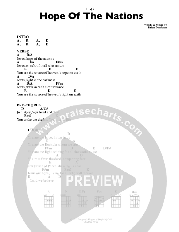 Hope Of The Nations Chords & Lyrics (Brian Doerksen)