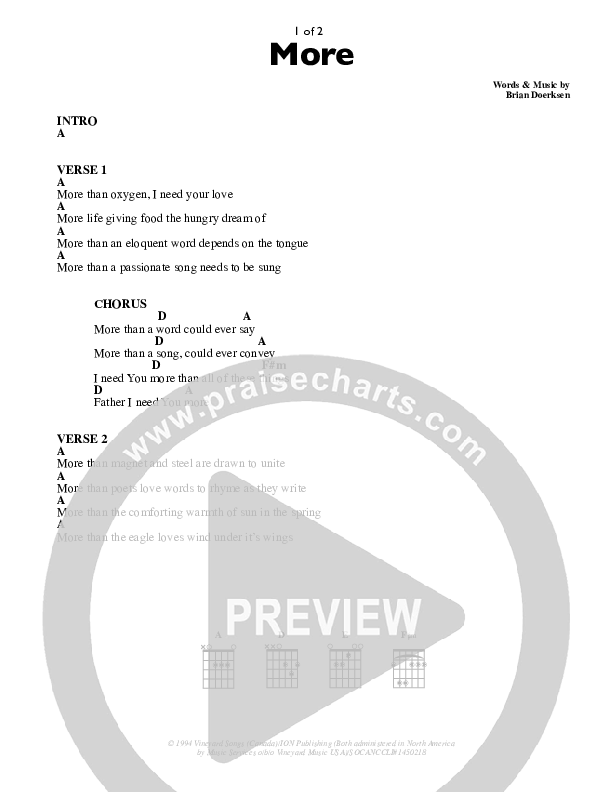 More Chords & Lyrics (Brian Doerksen)
