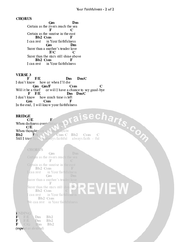 Your Faithfulness Chords & Lyrics (Brian Doerksen)