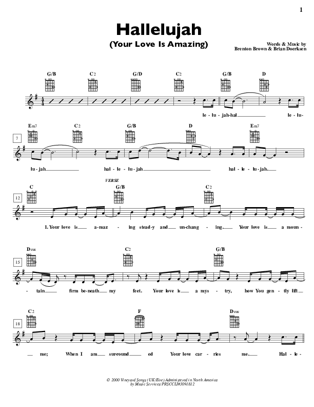 Hallelujah (Your Love Is Amazing) Lead Sheet (Brian Doerksen)