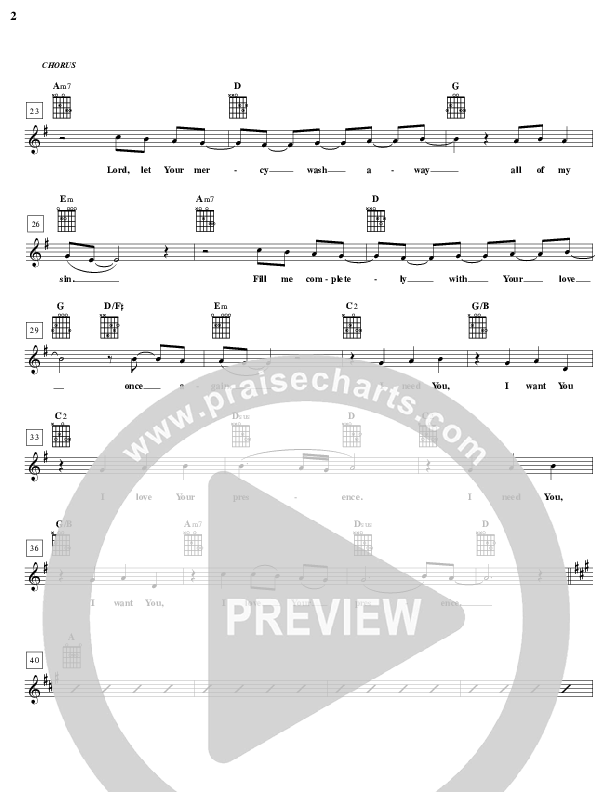 Come And Fill Me Up Lead Sheet (Brian Doerksen)