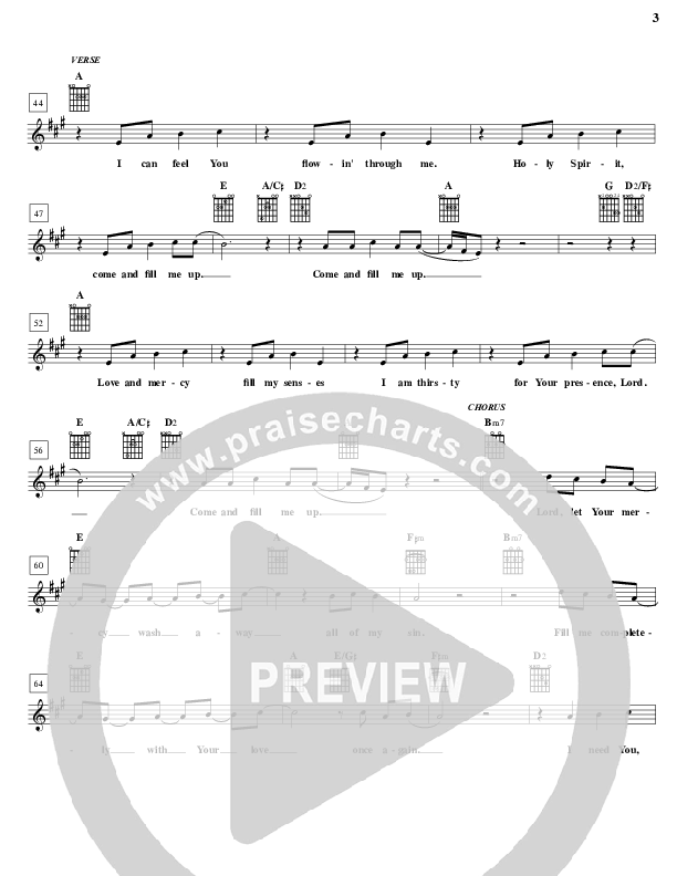 Come And Fill Me Up Lead Sheet (Brian Doerksen)