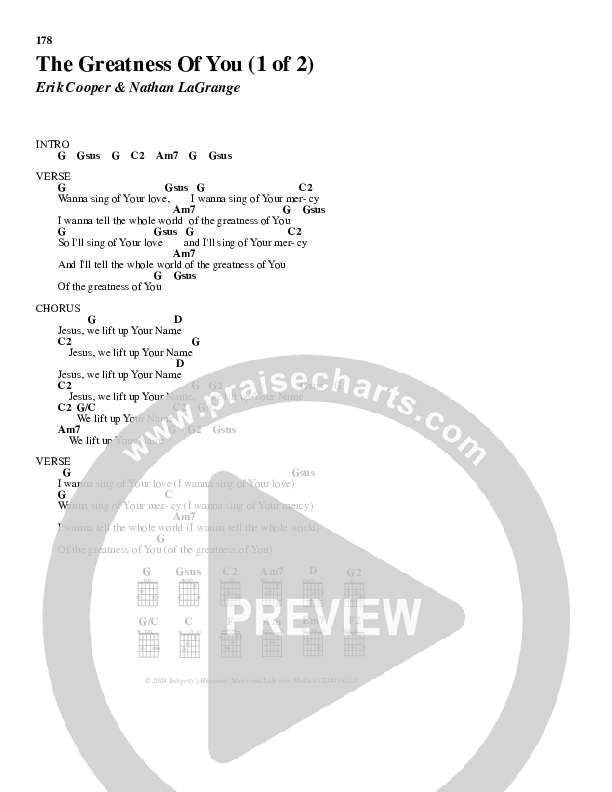 The Greatness Of You Chord Chart (Don Moen)