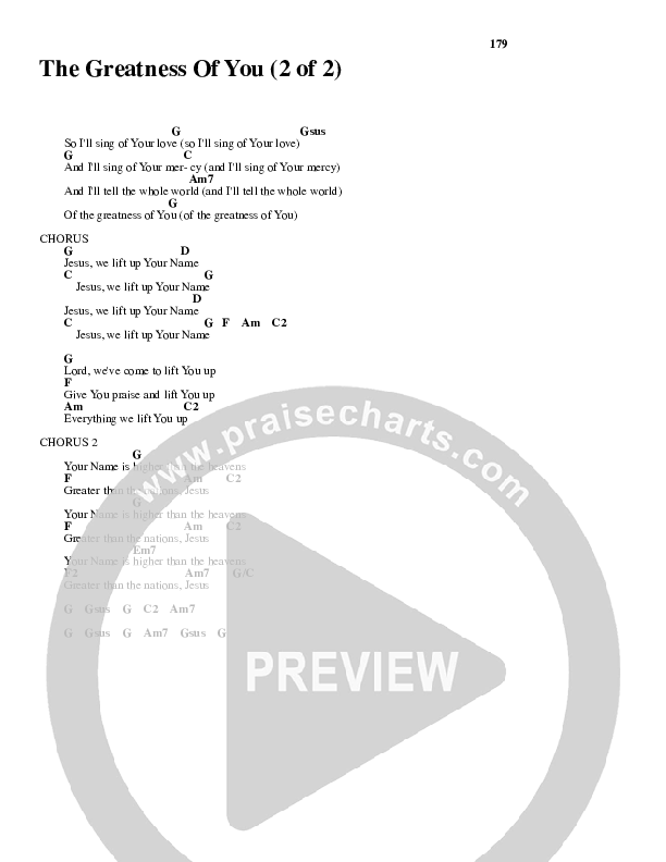 The Greatness Of You Chord Chart (Don Moen)