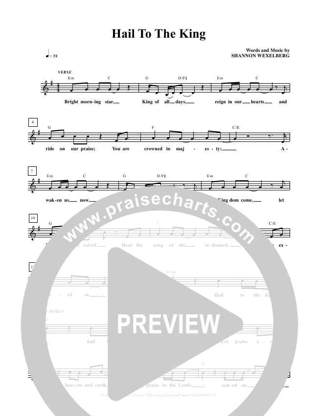 Hail To The King Sheet Music PDF (Don Moen) PraiseCharts
