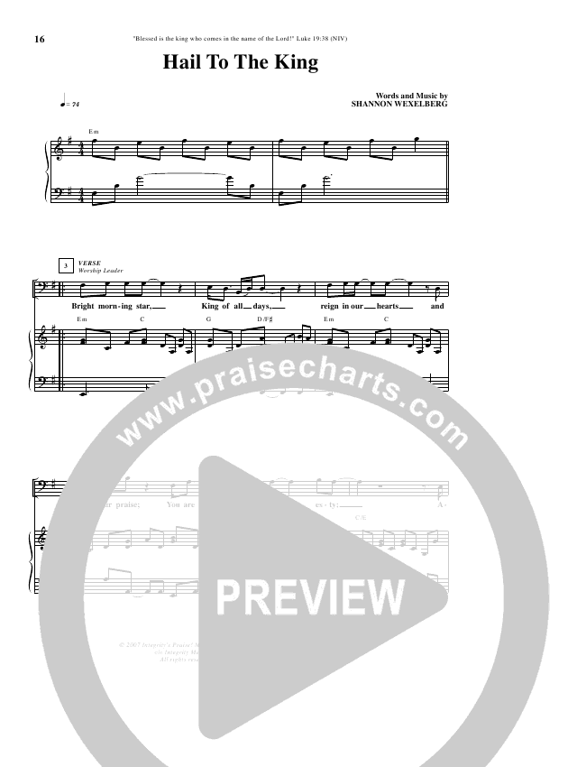 Hail To The King Sheet Music PDF (Don Moen) PraiseCharts